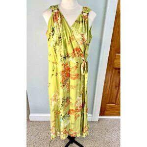 Cato Bright Floral Midi Sun Dress 18W Flowy Chiffon Cruise Vacation Resort